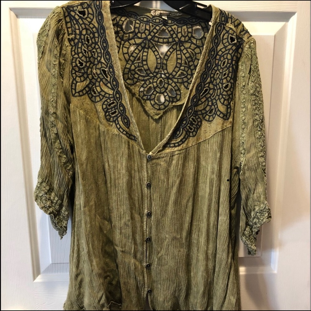 Gimmicks green crinkle shirt xl